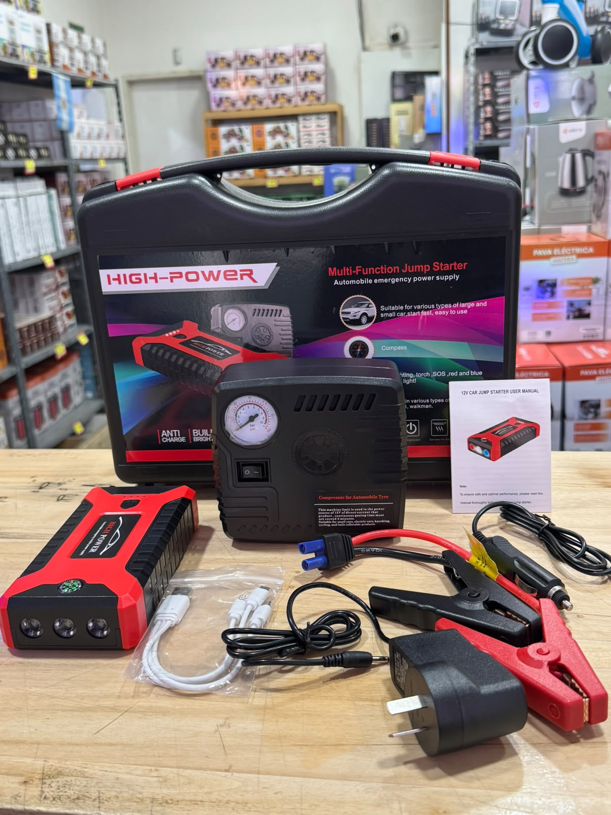 Arrancador de auto + compresor
